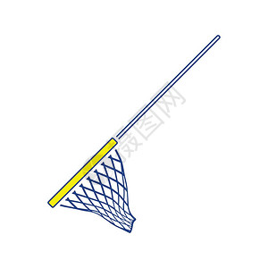 卡通鱼网渔捞网图标细线设计矢量插图背景