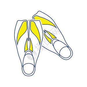 游泳鞋的图标细线设计矢量插图图片