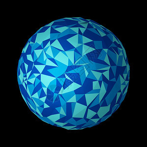 蓝技术球在数字计算机技术概念中塑造了球脱离黑色背景3D模式图解图片