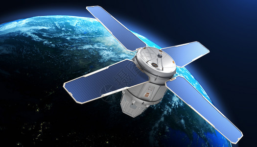 地球轨道上的SciFi卫星点美国航天局提供的这一图像元素3D插图SciFi卫星点图片