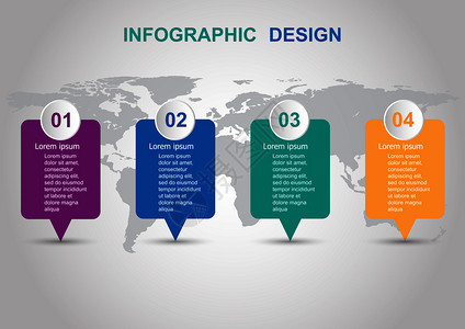带有横幅的现代信息地理设计模板可用于业务步骤选项图片