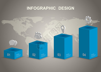 现代3D信息地理设计模板可用于业务步骤选项图片