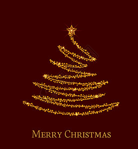 矢量图抽象金色圣诞树红背景的金圣诞树灯光装饰圣诞树作为象征黄金圣诞树图片