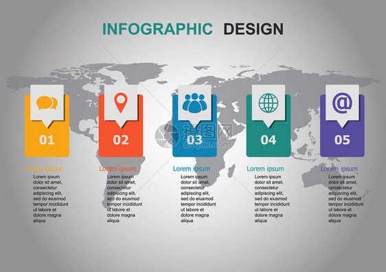 配有步式库存矢量的Infographic设计模板图片