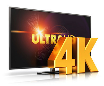 数字电视屏幕技术概念4KUltraHD电视或计算机PC显示器屏幕以白色背景隔离产生反射效果图片