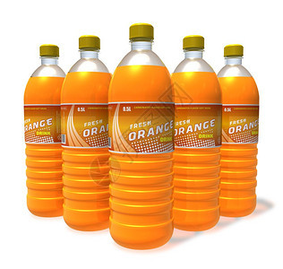 瓶装塑料的一套橙色饮料图片