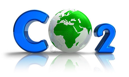 大气污染概念蓝色CO2公式绿色地球以白反射背景隔开背景图片