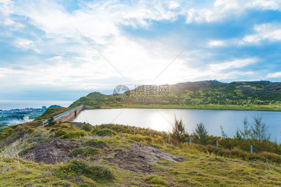 在越南QuangNgai的莱森岛大蒜田椰子和海滩的美丽风景图片