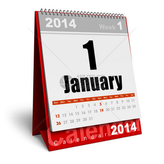 2014年新创意抽象摘要开始庆祝商业概念红办公室台式桌面2014年月日历图片