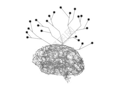 以人工技术智能概念3抽象插图的形式将人类大脑的数字据和网络与白背景孤立的树木结构连接成数字据和人类大脑的树木结构图片