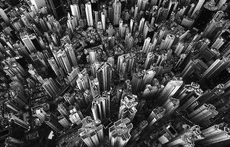 香港市中心空景象的黑色和白金融区亚洲智能城市的商业中心摩天大楼和高的顶层景象图片