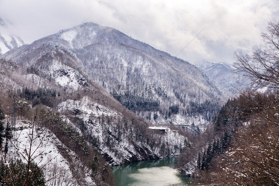 冬季风雪桥上的火车图片