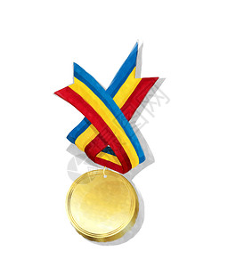 罗马尼亚金奖章和白底阴影图片