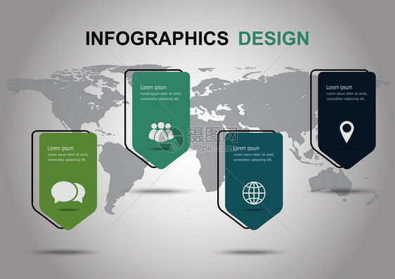 带有标签横幅库存矢量的Infographic设计模板图片