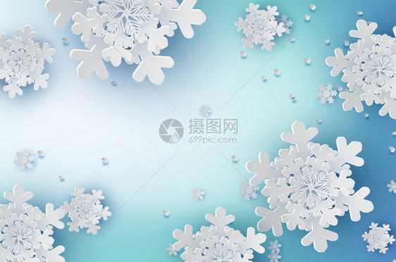 冬季雪花纸有文字空间背景贺卡victor插图图片