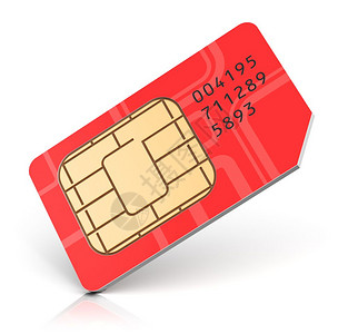 创意抽象移动式电信无线技术和移动商务通信互联网概念用于移动电话或白背景孤立的智能手机红色SIM卡图片