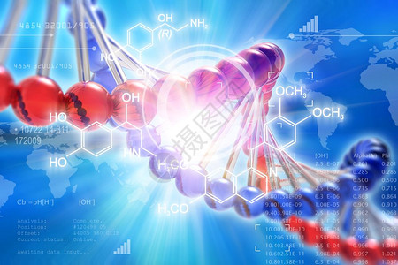 创新的抽象DNA基因研究遗传科学医技术分析概念3D提供DNA分子结构和研究数据网络空间的图解图片