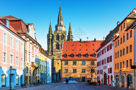 德国巴伐利亚安斯赫旧城建筑的景象图片