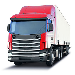 具有创意的抽象航运业物流输和货业商概念3D表示在白色背景上孤立的货运或物半卡车图片
