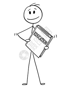 抱着教育书籍的火柴人图片素材