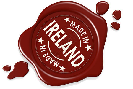 爱尔兰制造的标签封印白背景3D投影图片
