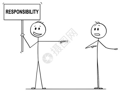 卡通插图从概念上说明人或商持有带责任文字的签名并责怪另一个人图片