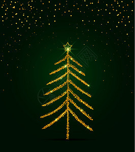 抽象金色圣诞树图片