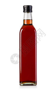 BALSAMICVINEGAR玻璃瓶用剪切路径在白色上隔离图片