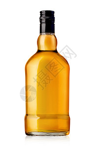威士忌瓶孤立在白色背景上图片