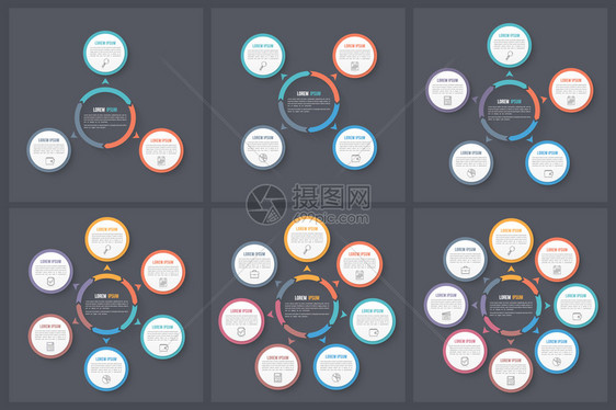 圆形信息模板包含34567和8个元素步骤或选项工作流程或图数据振动矢量eps10插图图片