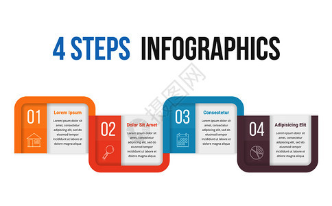 包含四个步骤或选项工作流程图矢量eps10插图图片