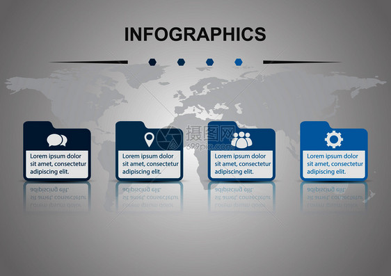 配有文件夹库存矢量的Infographic设计模板图片