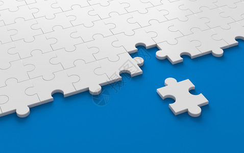 Jigsaw拼图蓝色背景的战略和解决方案商务概念中空间的图案纹理模式3d抽象插图图片