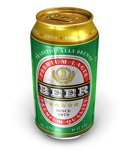 啤酒可以在白色背景上隔离图片