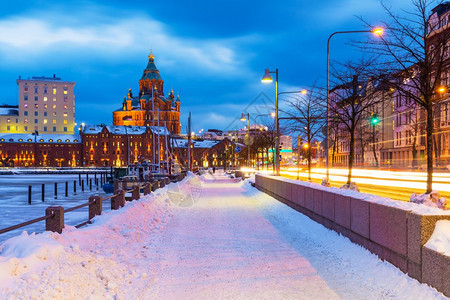 芬兰赫尔辛基老城冬季风景图片