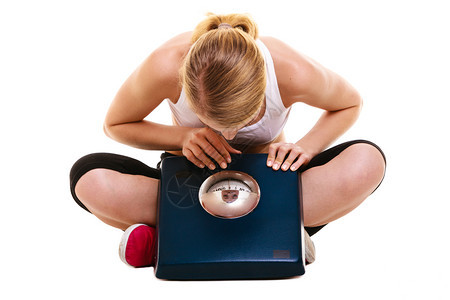 体重比检查饮食消瘦和概念健康生活方式和身体护理白种背景孤立体重比饮食检查体妇女减妇女图片