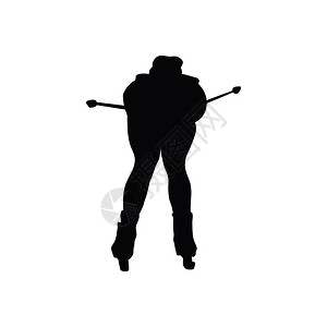 背影 雪比斯隆体育运动员的背影白色黑矢量插图背景