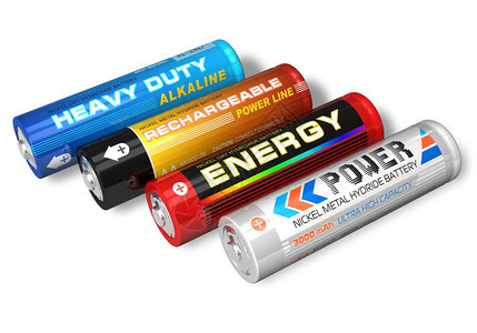 四个不同的AA电池组图片