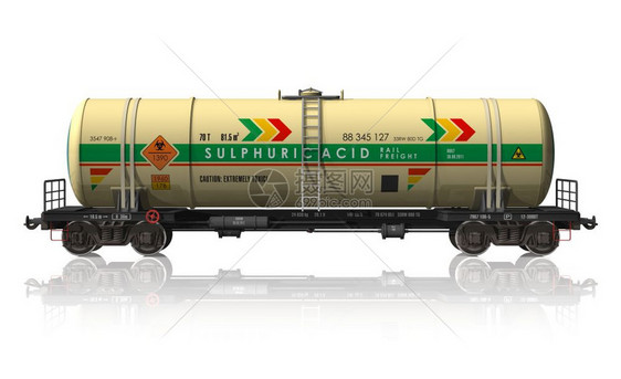 白色反射背景孤立的化学油轮铁路车图片
