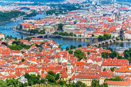 捷克布拉格旧城建筑航拍风景图片