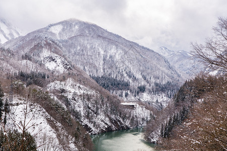 冬季风雪桥上的火车图片