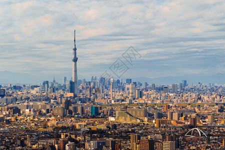 东京市中心空景象金融区和亚洲智能城市的商业中心图片