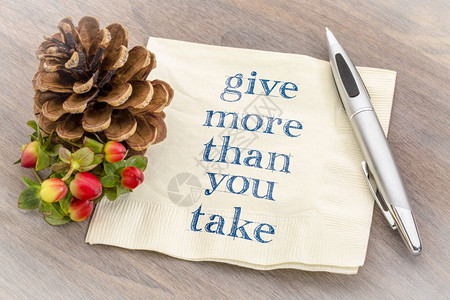 在餐巾纸上写有灵感的笔迹配上季节装饰背景图片