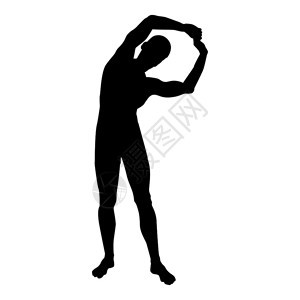 运动作男双光瑜伽前视图标黑色矢量显示平板风格简单图像图片