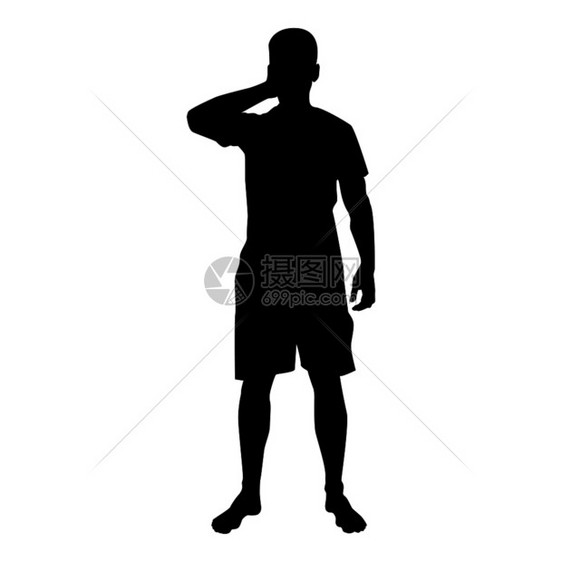 男人闭上双眼着手的光片前视图标黑色矢量显示平板风格简单图像图片