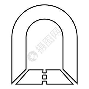 挖皮带有汽车图标黑颜色矢量路的地铁隧道插画