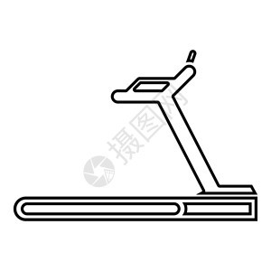 TreadMill机器图标黑色矢量说明平板风格简单图像大纲图片