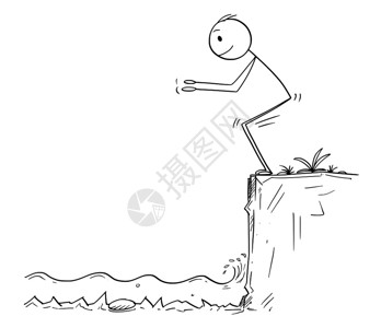 跳水准备跳水的火柴人插画