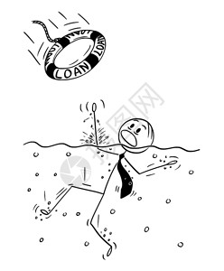 杯救生圈拯救的火柴人图片素材