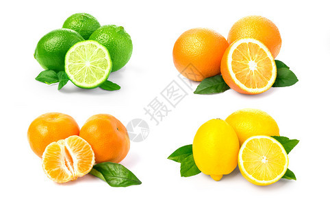 白底孤立的柑橘水果图片